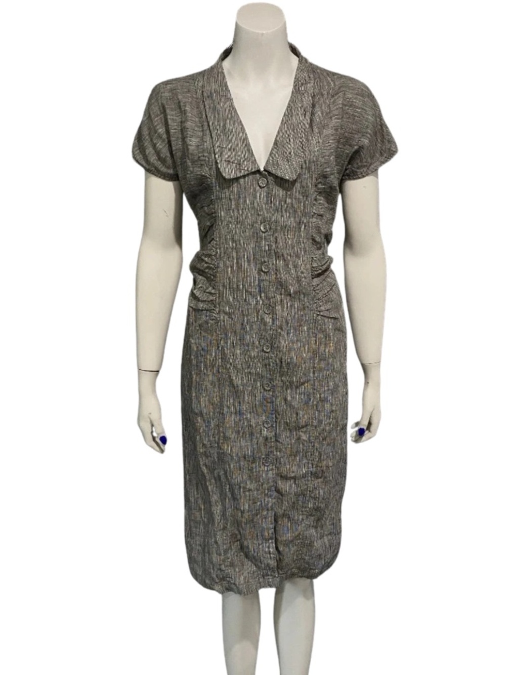 NWT Linen Grey Button Up Dress